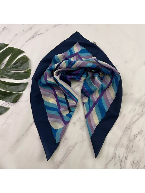 totes Accessories - Totes Vintage 80s Rain Scarf Blue Purple Geometric Print Square Japan